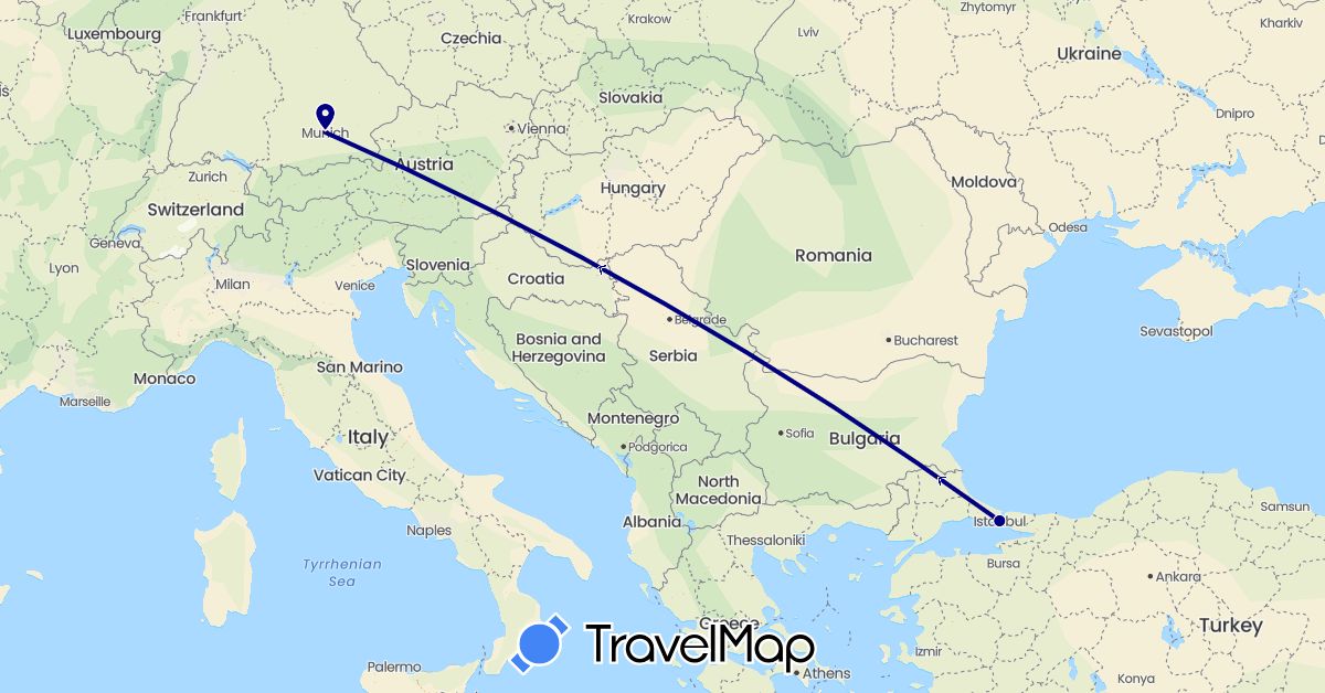 TravelMap itinerary: driving in Germany, Turkey (Asia, Europe)
